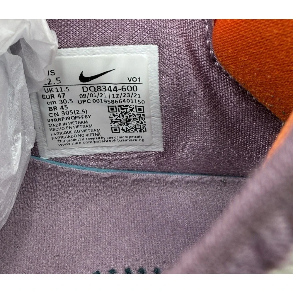 NIKE Lebron XIX Low Men's Size 12.5 Peach / Orange / Lavender / Neon DQ8344-600